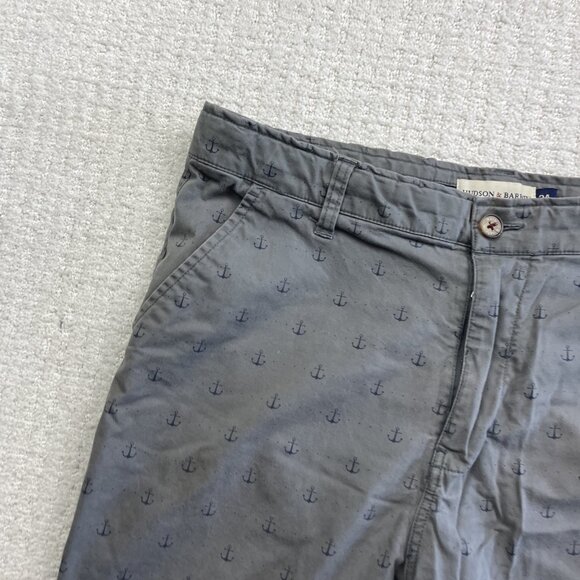 Hudson And Barrow NYC Shorts Mens 34 Grey Chino Golf Golfer Beach Ankers AOP Rea - Picture 2 of 16
